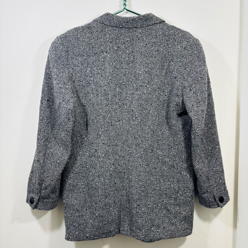 VTG Pendleton Classic Women's Gray Black White Tweed Wool Blazer Size 8 - Picture 3 of 7